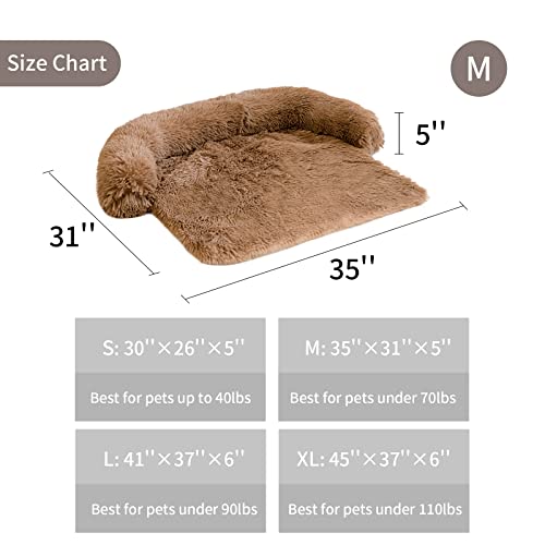 Wellyelo Medium Calming Dog Bed Dog Sofa Couch Beds For Medium Dogs And Cats Fluffy Plush Dog Mats For Furniture Protector With Washable Cover (35X31X5, Brown-1) #TOP4