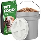 EconoHome Pet Food Storage Container – Holds Up to 25 lbs – Airtight Food Storage with Gamma Seal Lid – Heavy-Duty 90MIL Food Grade, BPA-Free Plastic – Easy Carry Handle – Grey