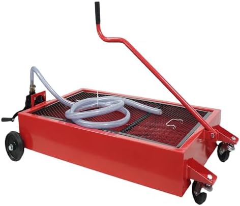 GarveeTech Oil Drain Pan 15 Gallon Oil Drain Tank, 57L Low Profile Oil Drain Pan, Oil Change Container with Foldable Hand, with Pump, Hose, Swivel Casters Wheels for Car, SUV, Trucks Oil Draining