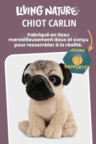 Living Nature, Peluche Chiot Carlin, Chien en Peluche Doux, Réaliste Jouets Animaux de Compagnie, Peluches Chiens à Collectionner, Doudou Chiot Carlin, Idée Cadeau pour Enfants, 16 cm – vue 2