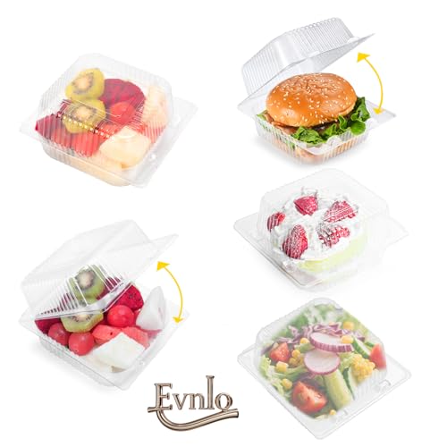 image for Evnlo 100 Count Clear Plastic Containers with Lids for Food, Thickened