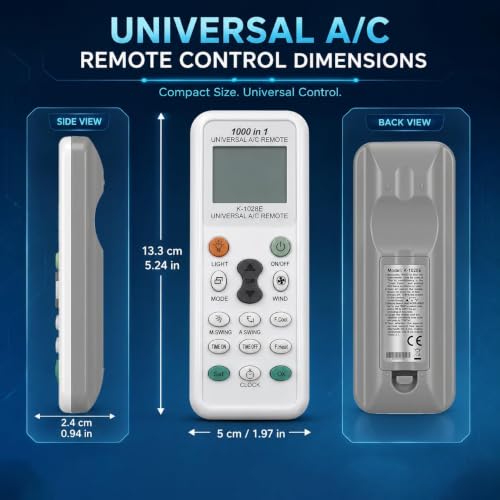 Miniatura 7 de Mando Aire Acondicionado Universal K-1028E 1000 en 1 Pantalla LCD | Cuenta con Temporizador, Reloj y Refrigeración Rápida, Compatible con LG, Samsung, Gree, Toshiba, Haier, Midea y Más Marcas