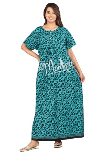Image of Monique Brand 100% Pure Cotton Nighty for Woman | Floral Gown for Women Night Wear | Cotton Nighty for Women Stylish | Maxi for Women Cotton