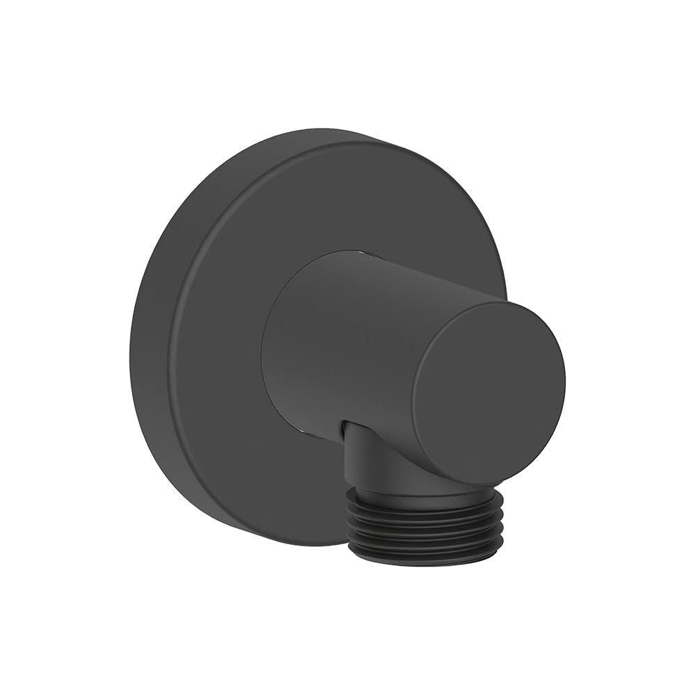 Duravit Universal Gomito a parete, Gomito di collegamento alla doccia con copertura rotonda a parete, Raccordo del tubo flessibile doccia, nero opaco