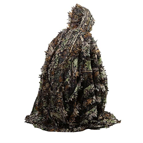 SUNGOOYUE Outdoor Camo Coat, Ghillie Suit Poncho Leafy Camo Poncho for Bird Watch