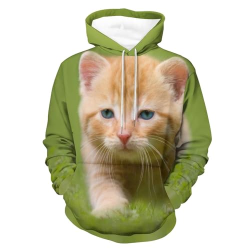 Pull sweat à capuche chat mignon idée cadeau anniversaire original taille S
