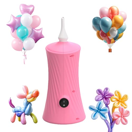 Balloon Pump Electric - Pink Portable Air Balloon Pump for Long Balloons, Balloon Blower Inflator Machine for Twisty, Animal Classic Round, Foil, Latex Balloons
