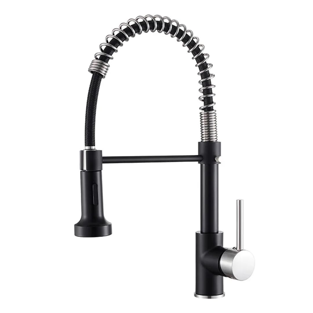 Robinet évier cuisine pivotant extensible avec mousseur bulleur à ressort LWX copper
