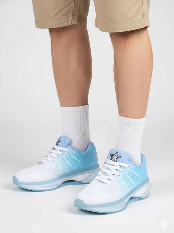Image of FAUSTO Men's Breathable Sport Shoes|KPU Upper and Anti-Skid Bounce Back Phylon Sole|Athleisure Running Shoes|Lace Up Walking Shoes|Gym Shoes