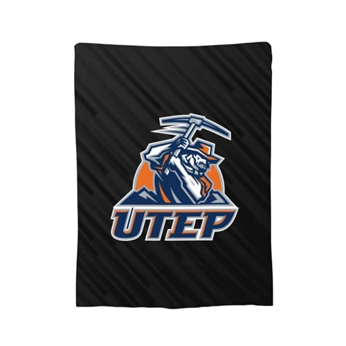 XRPUONG UTEP Miners Fleece Blanket Very Soft Microfiber Flannel Blanket for Couch Warm and Cozy