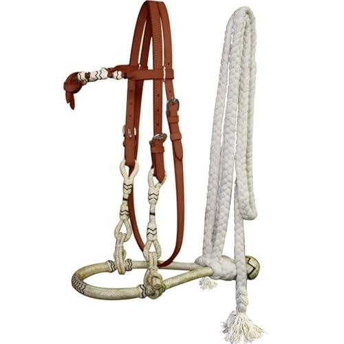 Showman Leather Futurity Knot Rawhide Show Bosal w/Cotton Mecate Reins (Medium)
