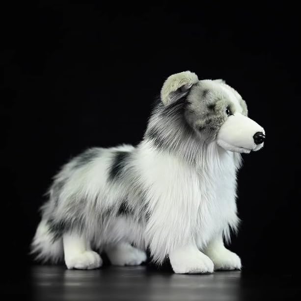 Tiny Heart Meteoriten Plüschtier 11.4in, weiches Border Collie Kuscheltier, Simulationsserie Kuscheltier, Puppenkissen für Kinder und Naturliebhaber, Grau