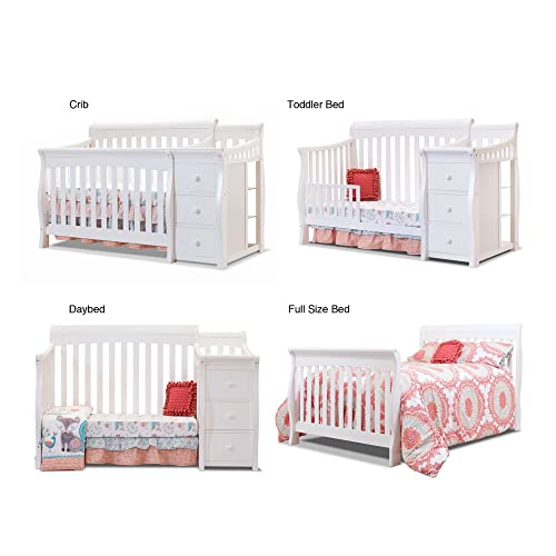 Image of Sorelle Furniture Princeton Elite Crib and Changer Classic -in- Convertible Diaper Changing Table Made of Pine Wood Non-Toxic Finish Wooden Baby Bed Toddler Childs Daybed Full-Size Nursery - White