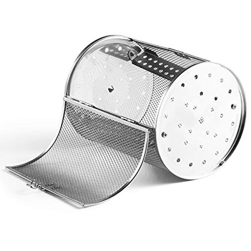 Falytemow Stainless Steel Rotisserie Grill Roaster Drum Oven Basket Oven Roast Baking Rotary for Peanut Dried Nut Coffee Beans BBQ 5.51 x 9.04 inch (14x23cm)