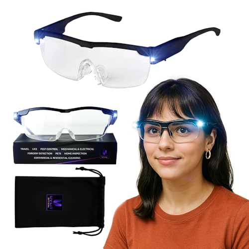 UV Lit Optical Glasses with LED Light – Multi-Purpose Sanitary Inspection Tool for Bed Bugs, Pet Stains, Mold, Leaks, Counterfeit Detection, Home, Travel & Auto Use