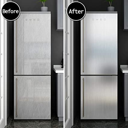 Image of WALLMATE Stainless Look Vinyl Contact Paper Peel and Stick Wallpaper for Kitchen Backsplash Self Adhesive Wallpaper Dishwasher Fridge Appliances (24 x 80 inches)