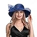 Vintage Organza Bucket Hats for Women Summer Sun Hat Fashion Cloche Bowler Fascinators Navy