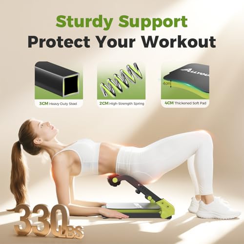 ALLYOUGER Ab Machine,Sit Up Exercise Equipment& Core Machine, Ab Workout Equipment,Adjustable Ab Trainer with 3 Resistance Levels,Home Gym Fitness Equipment for All Ages Green