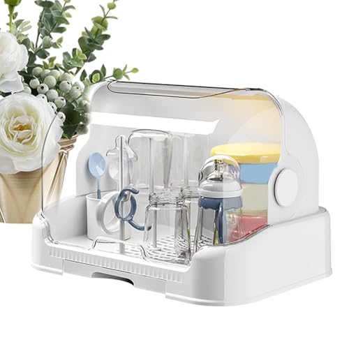 Genérico Tendedero para biberones, Caja de Almacenamiento para biberones para niños pequeños, Rejilla para secar Botellas con Bandeja de Goteo extraíble, Estante de encimera Duradero para y Caja de a
