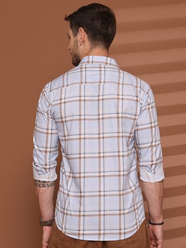 Image of Majestic Man Comfort Slim Fit Pure Cotton Checked Casual Shirt