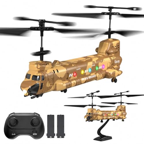 Image of Army Chinook Remote Control Helicopter, LM19-D Military Transport RC Helicopter, Altitude Hold, One Key take Off /Landing, LED Light, Low Battery Reminder, Army Toys & Gift for Military Fans