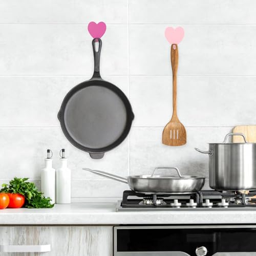 Dimeho 6 Pcs Heart Shaped Wall Hook Decorative Adhesive Hanging Hooks Stainless Steel Sticky Hangers Heavy Duty Cute Hooks for Bathroom Towel Home Keys Kitchen Office Classroom - Image 6
