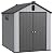 YOPTO 6x8 FT Outdoor Storage Shed,Plastic Garden Cabinet with Waterproof Roof,Hinge Mechanism for Backyard,Patio,Lawn,Easy of Assembly,Black+Grey