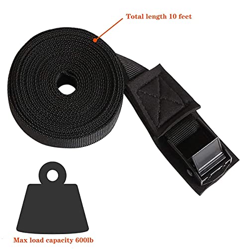 Moocy Lashing Strap 10 Ft X 1" Tie Down Straps Cargo Kayak Strap Thickened Sturdy Cam Lock Buckle (Black 2 Pack) #TOP1