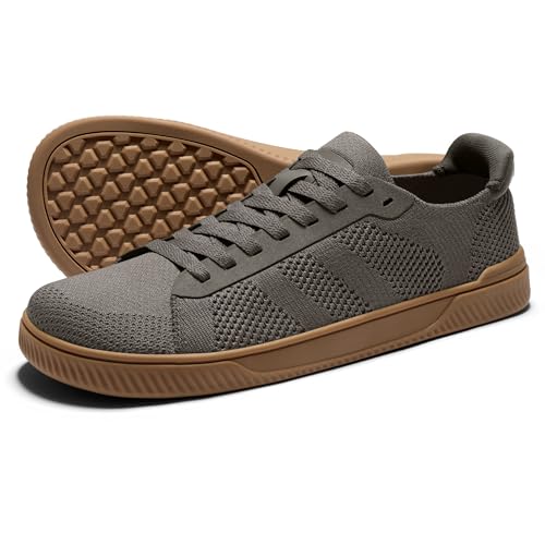 AIRHAS Mens Wide Toe Box Barefoot Shoes Zero Drop Fashion Sneakers for Men Walking Casual Minimalist Shoes(Sage Green/Gum,10.0W)