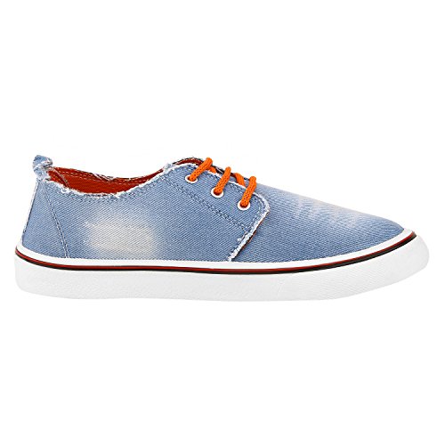 Image of Chevit Men's Blue Denim Orange Casual Shoes -9 Uk