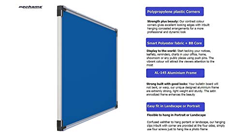 Image of Nechams Hexa Lite Series Fabric Notice Pin-Up Soft Board /Bulletin Board for Office, School, College, Institution and Home ect. Size: 4 feet x 3 feet (Blue Color, Pack of 2)