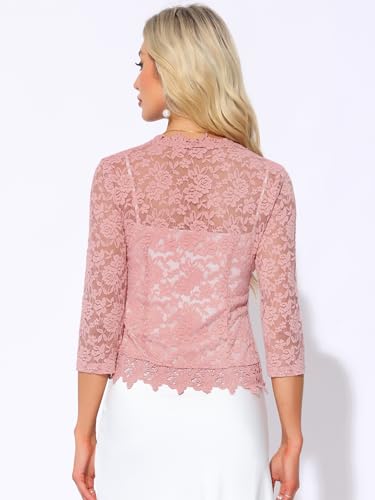 Image of Allegra K Floral Lace Shrugs for Women's Evening 3 /4 Sleeves Formal Elegant Bolero Cardigan