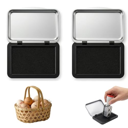 2PCS Egg Date Stamp Ink Pads (Not Include Date Stamp), Fade-Resistant Quick-Drying Inks, 2.95 x 2.16in Premium Ink Pads for Farm Fresh Eggs Marking & Food Labeling (Black)