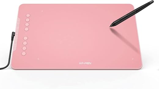 XP-Pen Deco01 V2 Digital Graphics Drawing Pen Tablet (10″ x 6.25″, 8192 Levels of Pressure Sensitivity, Battery-Free Passive Stylus, Pink)