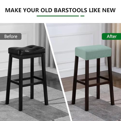 Image of YISUN Stool Covers Rectangle - 4 Pack Stretch Waterproof Saddle Seat Cover Counter Bar Stools Bar Chairs Covers Kitchen Island Chairs Cushion Protector (1, Argyle-Green 4pcs)