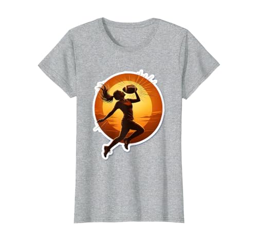 Football Header Sunset Graphic Design T-Shirt, Women, Heather Grey, 3X-Large