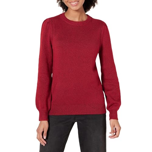 Image of Amazon Essentials Women's Relaxed-Fit Soft Touch Long Sleeve Pleated Shoulder Crewneck Sweater