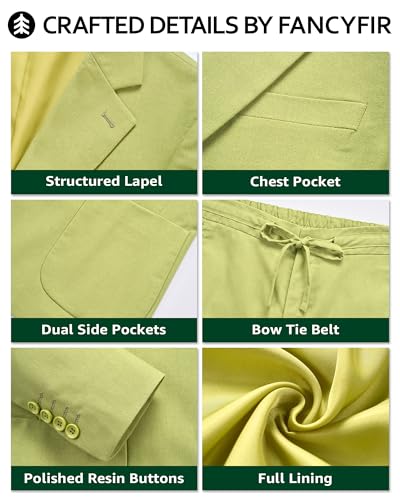 Men's Linen Suit 2 Pieces Regular Fit, Two Buttons Lightweight Jacket and Pants for Beach Wedding, Summer Prom3