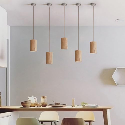 Miniatura 3 de Siygank Lámpara Colgante De Madera De Granja Isla De Cocina Tubo Largo Colgante Lineal Accesorio De Iluminación Pequeña Mini Lámpara Colgante De Techo Lámpara Rústica Vintage Para Dormitorio Comedor