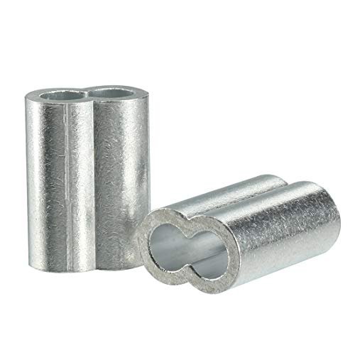 uxcell Aluminum Crimping Loop Sleeve Double Barrel for 1/4
