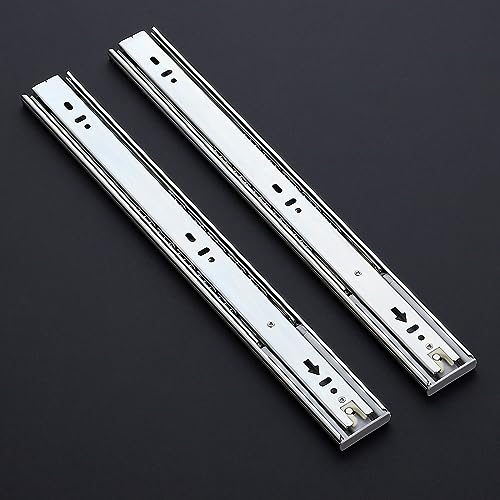 Image of Ravinte 1 Pairs 2 Pack Full Extension Ball Bearing Mount Drawer Slides Soft Close 16 Inch Drawer Slides Silver Rails Track