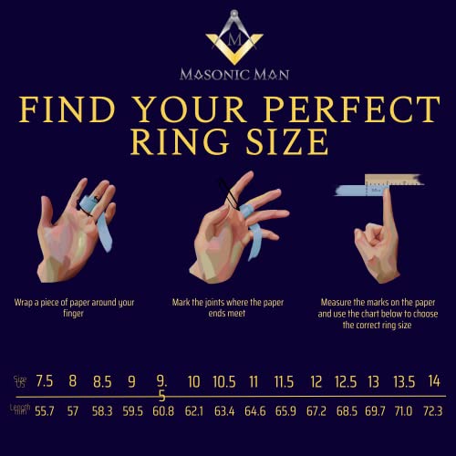 Masonicman New Mens Black Titanium Masonic Ring Latin Engraving Inside #TOP4