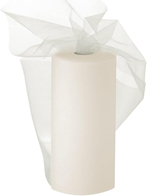 EUBSWA tiulowa taśma tiulowa w rolce, beżowa, 30 cm x 92 m, na wesele, imprezę, tutu, bankiet, ubrania, dekoracja, rękodzieło