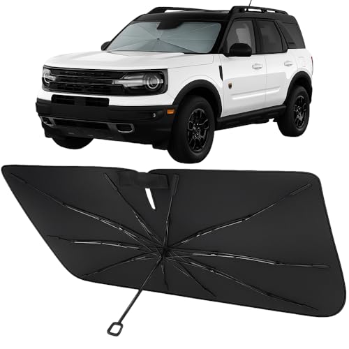 Image of Proadsy Custom Fit 2021-2026 Bronco Sport Windshield Sun Shade Umbrella | Advanced Ice Crystal Material, -54F Cooler, Zero-Gap Sunblock, Instant Setup & Foldable Design for Summer Parking, Daily Use