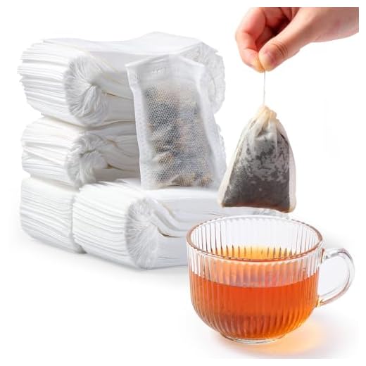 Diboniur 400 Stück Teebeutel für Losen Tee aus Vliesstoff, Einweg Teesieb mit Kordelzug, Teefilter für Losen Tee, Kaffee, Blumentee, Kräuter, Gewürze, Lavendel (7×9cm), Weiß