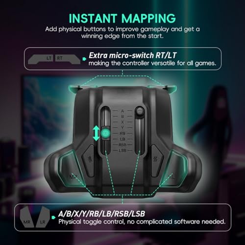 CWOQOCW Boutons arrière étendus pour manette Xbox Series X S, touches programmables avec interface de type C, design compact pour des commandes rapides, construction ABS noir – vue 2
