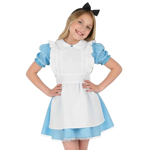 Fun Shack Traje de Alice para menina, vestido de Alice no país das maravilhas, disfarces para carnaval e Halloween, azul, S