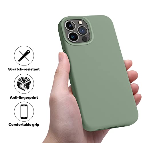 Otofly Designed For Iphone 13 Pro Case,[Silky And Soft Touch Series] Premium Soft Liquid Silicone Rubber Full-Body Protective Bumper Case For Iphone 13 Pro 6.1 Inch,Calke Green #TOP3