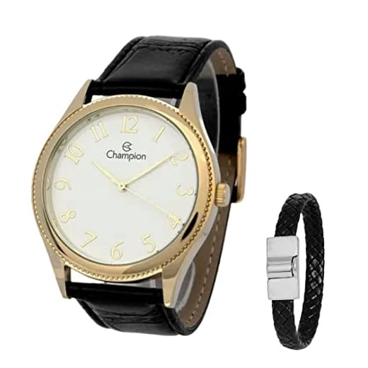 Relógio Champion Masculino Dourado Pulseira de couro Original 1 ano de garantia Resistente a água RCHCH22788B