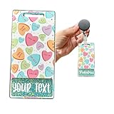 Candy Hearts Badge Buddy - Customizable Valentine's Day Badge Backer - Handmade Cute ID Tag for Nurses, RNs, Medical Staff, Teachers, Office Staff & More